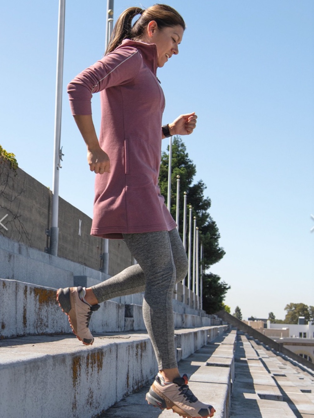 Title Nine Warmup Sweatshirt Dress Dusty Rose Casual Athleisure Women Small EUC